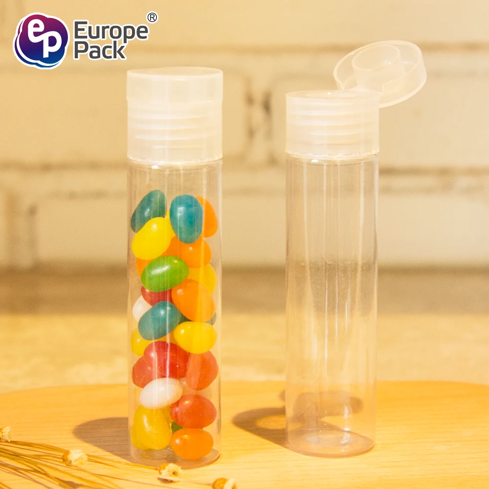 Candy packaging plastic round container snack jar 53ml Clear Plastic Jar PET material use for snack