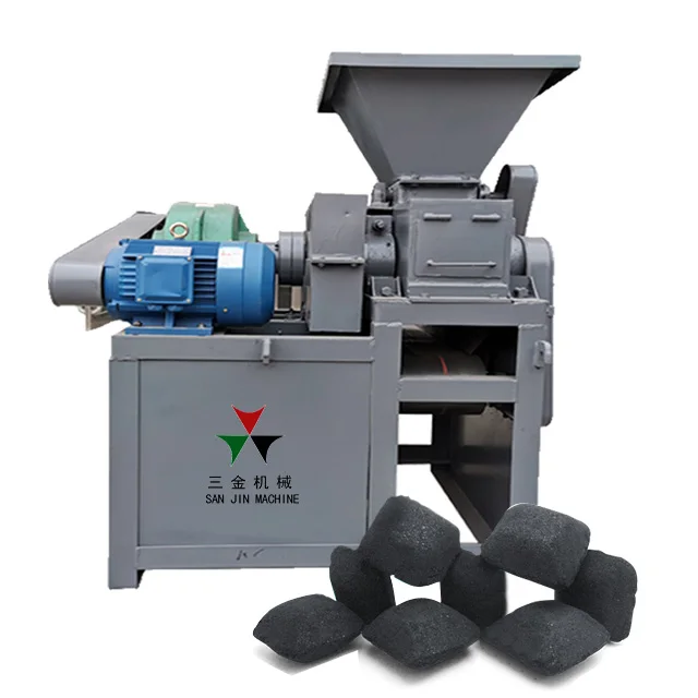 Hydraulic Roller Type Coconut Shell Charcoal Powder Ball Press Machine Pillow Shape Wood Sawdust Charcoal Making Machine