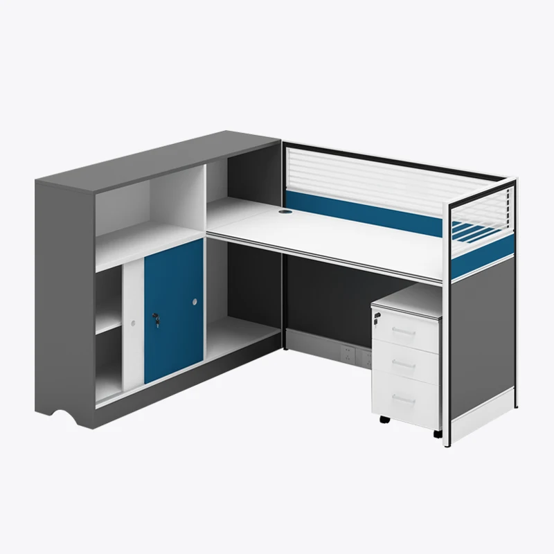 Modern Office Wooden Metal Computer Workstation Tables Call Center Computer Table With Shelves