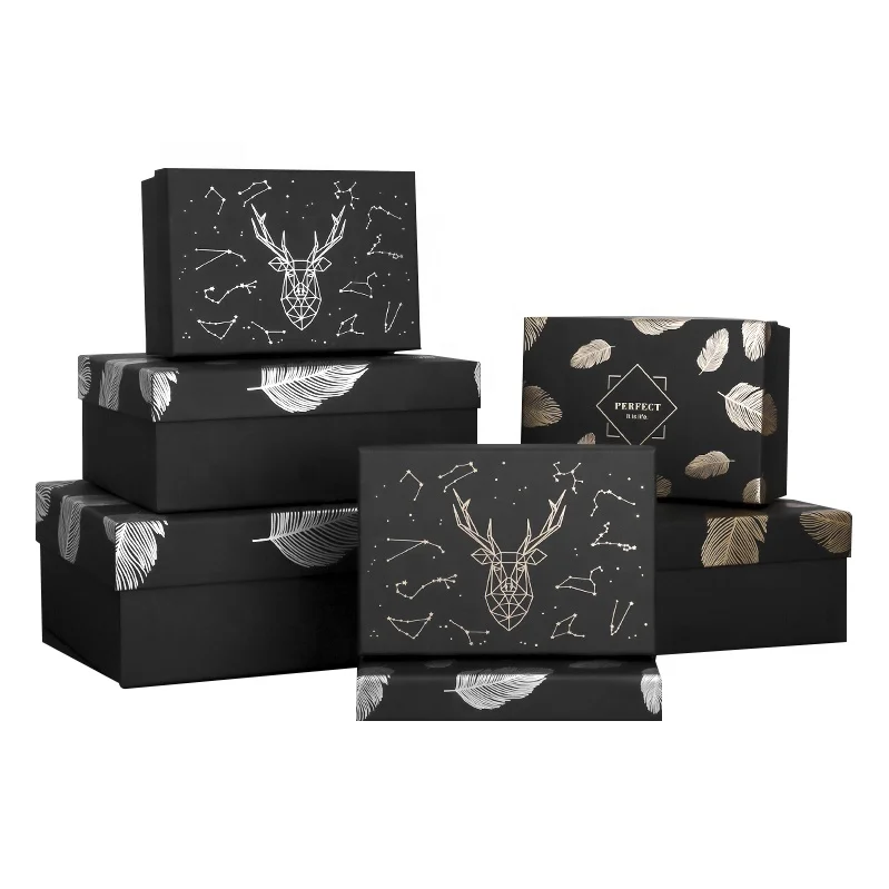 Hongxi OEM Black Men Light  High Quality Groomsmen  Vintage Gift Set Boxes  With Lid  Mockup  Design Packaging Bespoke  Printing