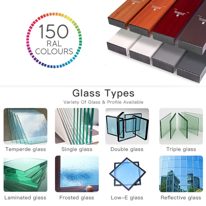 ROGENILAN Aluminium Sliding Window Design Aluminum Horizontal Double Glazed Sliding Windows Thermal Break