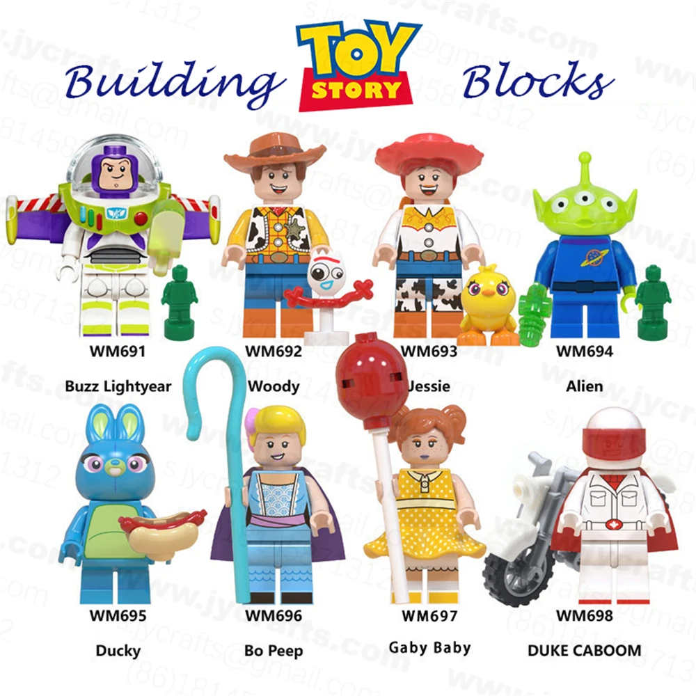 hotsale classic cartoon charactors buzz lightyear woody toy story le-go buidling blocks figure toy for cake topper decorations