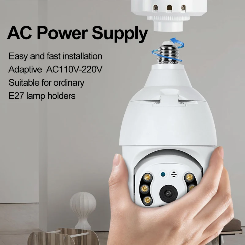 E27 interface led bulb type dome ptz camera 1080P smart IP bulb cctv camera tuya price 360 night wifi light bulb with camera