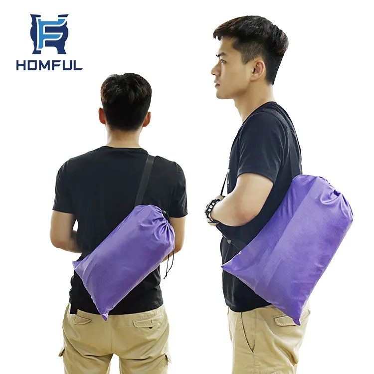 HOMFUL outdoor inflatable air filling beach lazy air sleeping bag/air sofa/lazy sofa