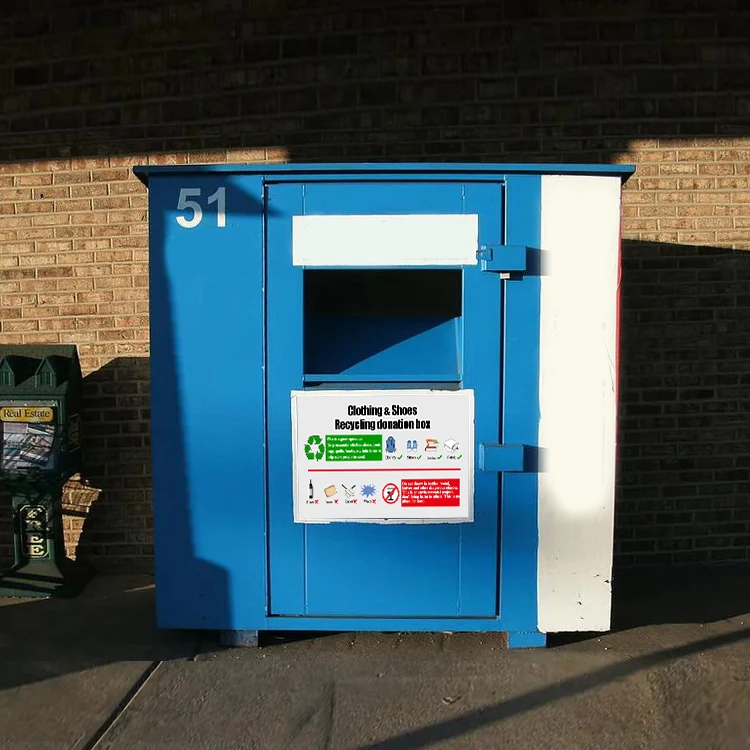 Large Volume Outdoor Garbage Bin Storage Box Steel Clothes Recycling Donation Bin