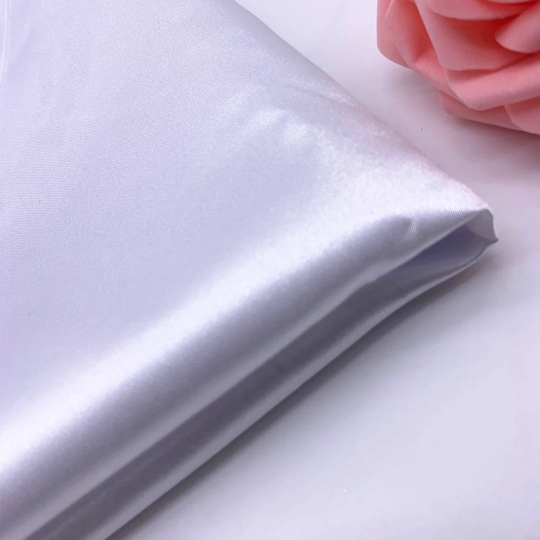 Белая блестящая атласная полиэфирная ткань для свадебного платья, рождественского гроба, 120 г/кв. М