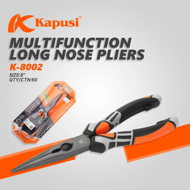 KAPUSI K-8002 промышленные crv многофункциональные плоскогубцы с длинным носом cr-v пластиковой ручкой