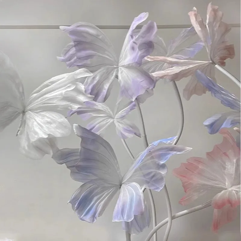 Fashion Wedding Stage Layout Floral Window Display Party Silk Flower Decoration Handmade butterfly Decorations