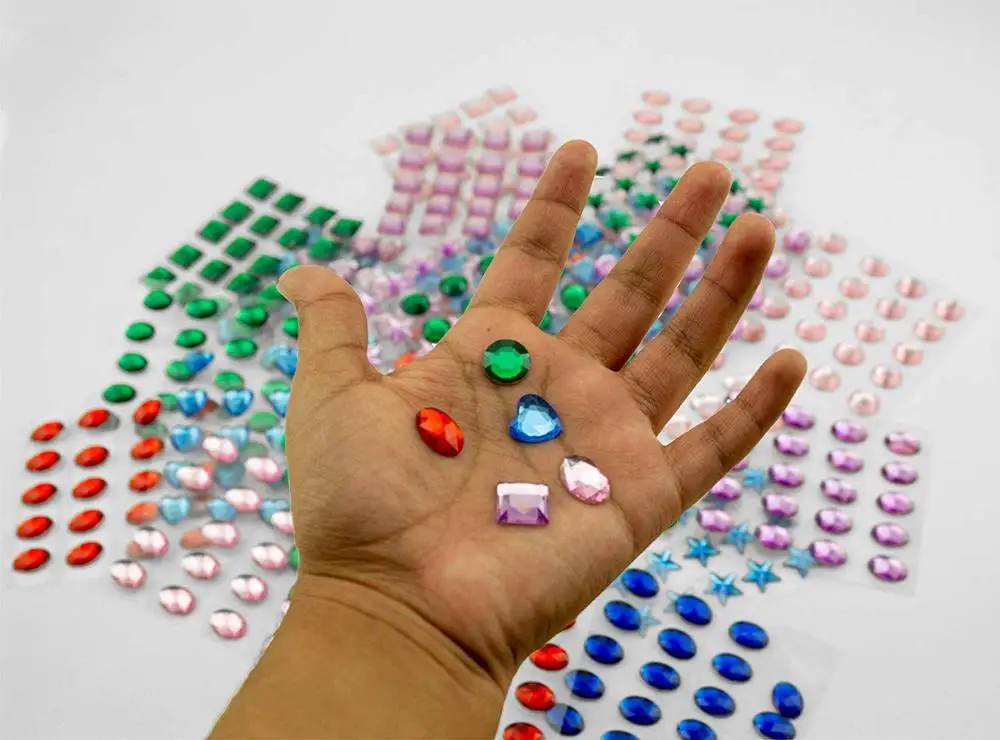 multi color self adhesive craft crystals gems flat back acrylic resin jewel