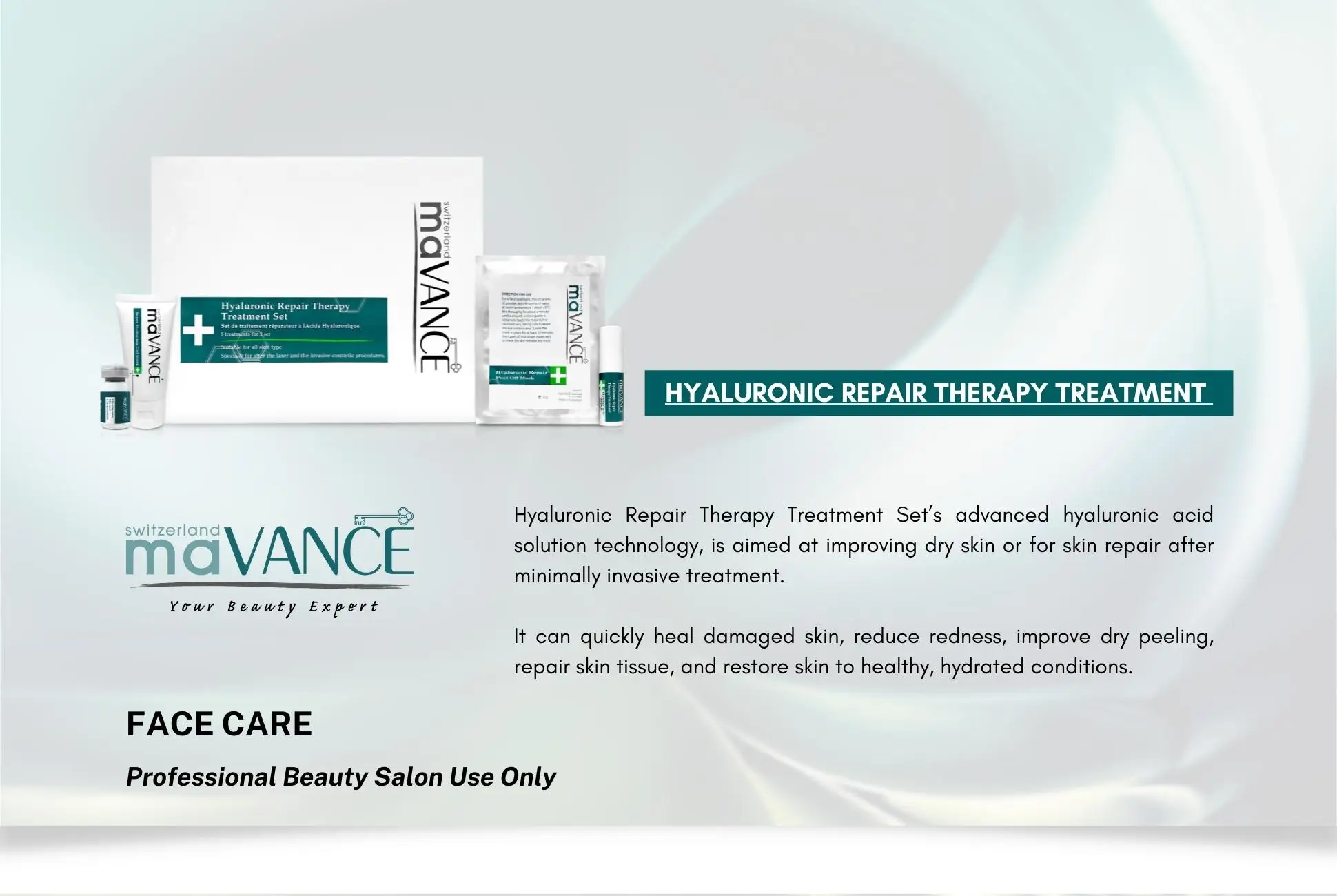 Wholesaler Swiss Made maVANCE Hyaluronic Skin Repairing TherapyTreatment Set Anti-Sensitive Beauty Salon Skin Care Products