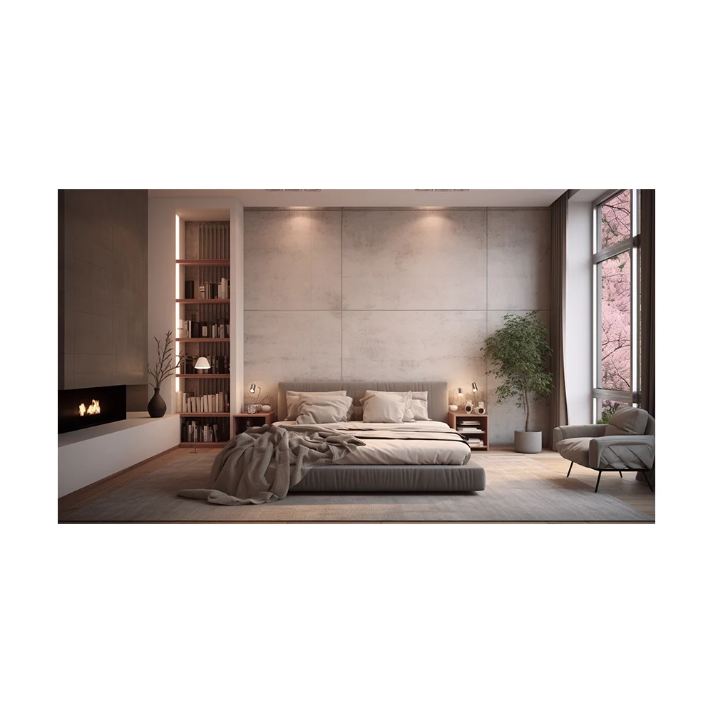 2024 AI Creative Concept Design Stylization Modern Bedroom Sakura Series Style Living Room AI 3D Rendering Interior Services