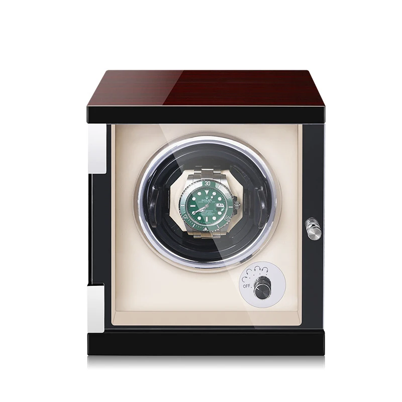 Watch Winder for Automatic Watches Carbon Fibre Exterior with High-Gloss Lacquer Watch Pillows Built-in Illumination