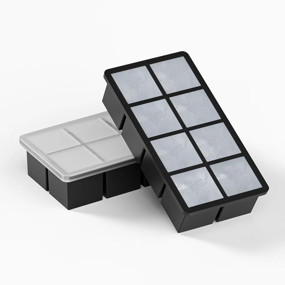 Large Silicone Ice Cube Trays for Whiskey,2-Inch Square Ice Cubes for Bourbon, Whisky Cocktails Giant Ice Cube Tray