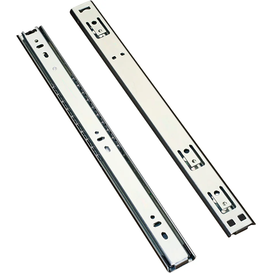 Wardrobe cabinet drawer sliding hardware 2 fold ball bearing drawer guide rails single extension telescopic channels side mount