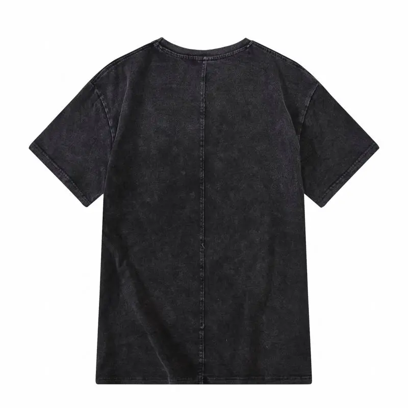 OEM Wholesale cotton oversized Washed distressed tshirt blank heavy thick Men vintage stone tshirt custom black wash t shirt