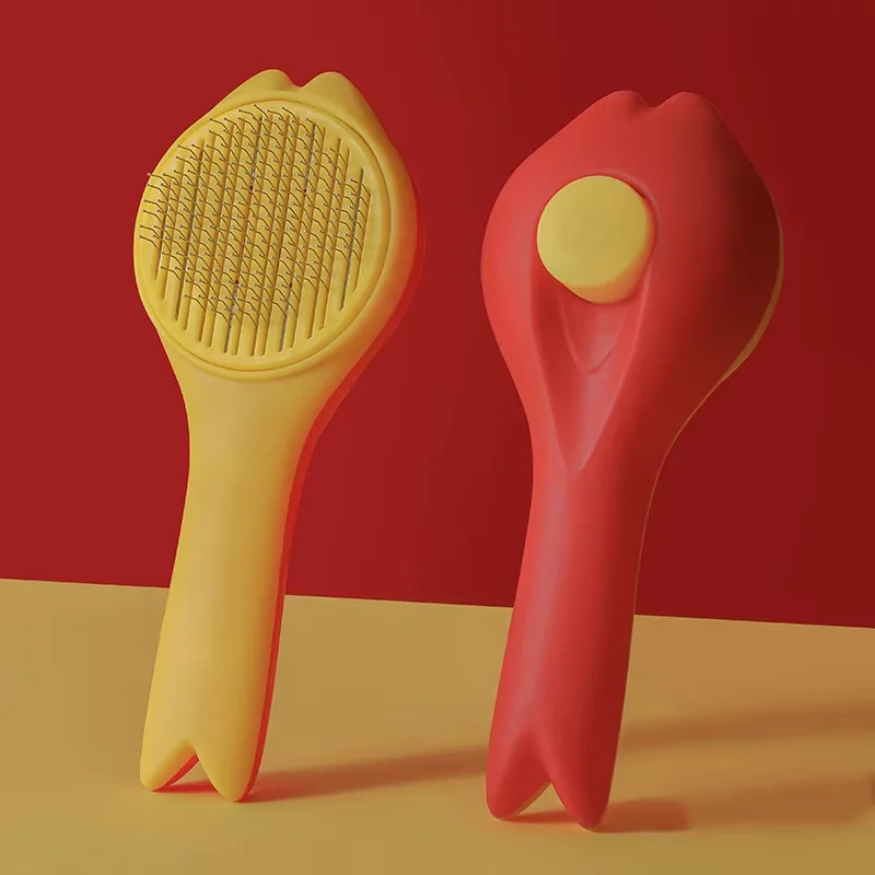 Hight Quality Pet Grooming Tool Self Cleaning Stainless One-key Hair Removing Pet Dog Comb