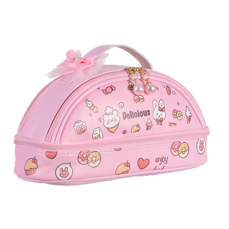 Hot selling Korean large-capacity pencil case student cute portable stationery bag cartoon girl  AG2339