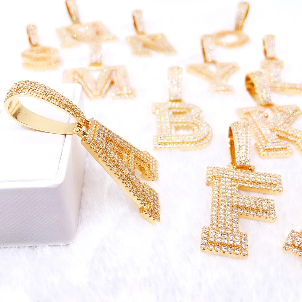 hip hop jewelry buss down pendant s925 with vvs moissanite custom alphabet letter pendant diamond alphabets pendant