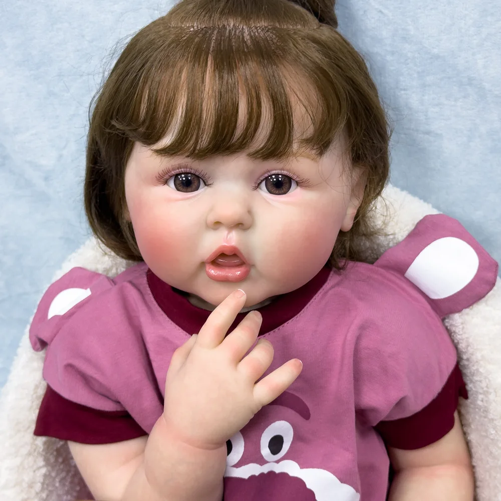 60CM Simulation Reborn Doll Eats Finger Baby Reborn Dolls Silicone Newborn Baby Girl Realistic