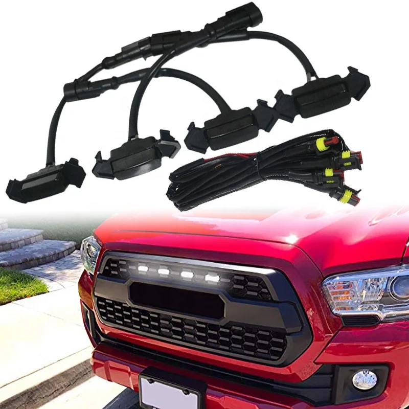 Wholesale LED Front Hood  Grille Marker Signal Light Lamps Amber Flash light for Truck Off road Raptor Car