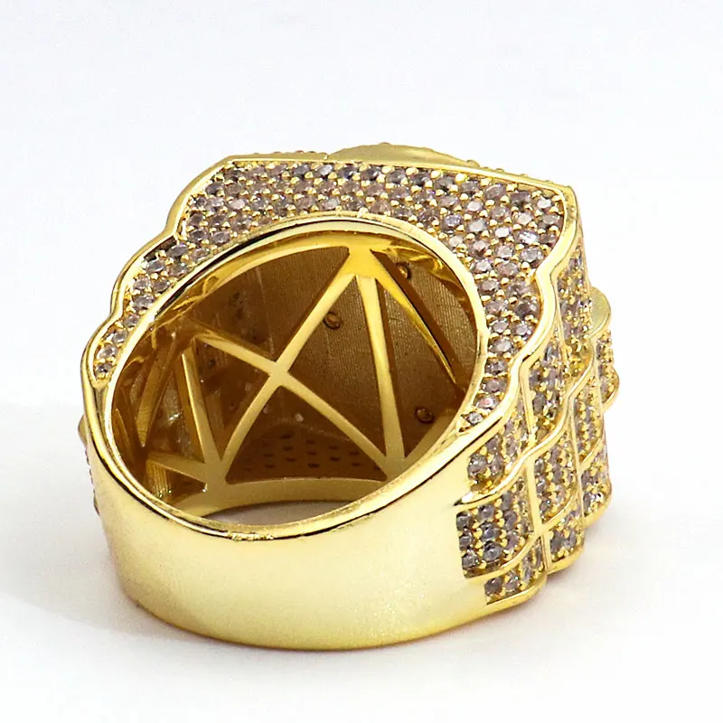 Factory Wholesale 14k Gold Plated CZ Hip Hop Jewelry Ring For Men Shining  Fashion Jewelry Diamond Crown Rings Dropshipping