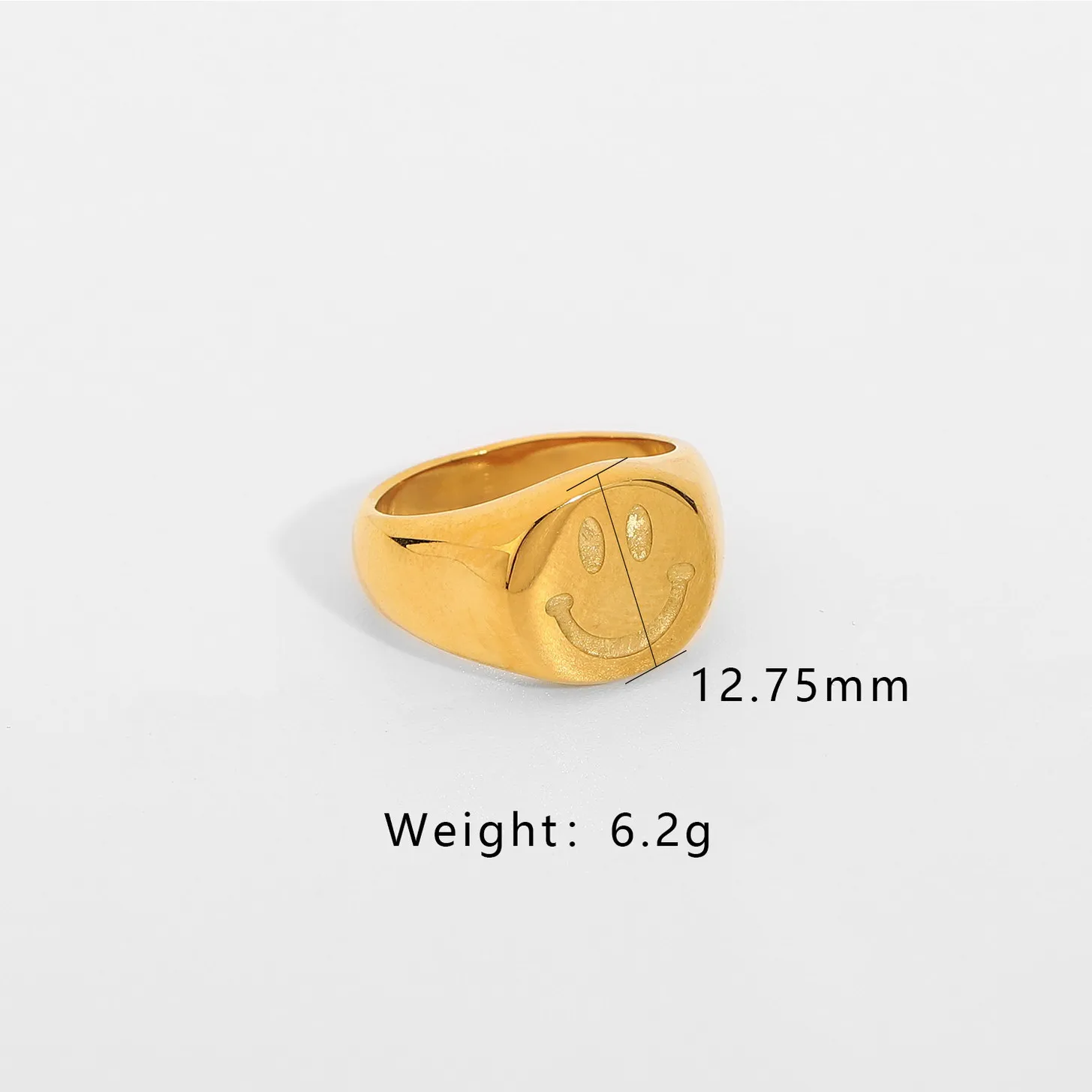 Custom Hot smiling face ring fashion trend Stainless Steel Gold Plated student Gift cartoon Ring customized ring