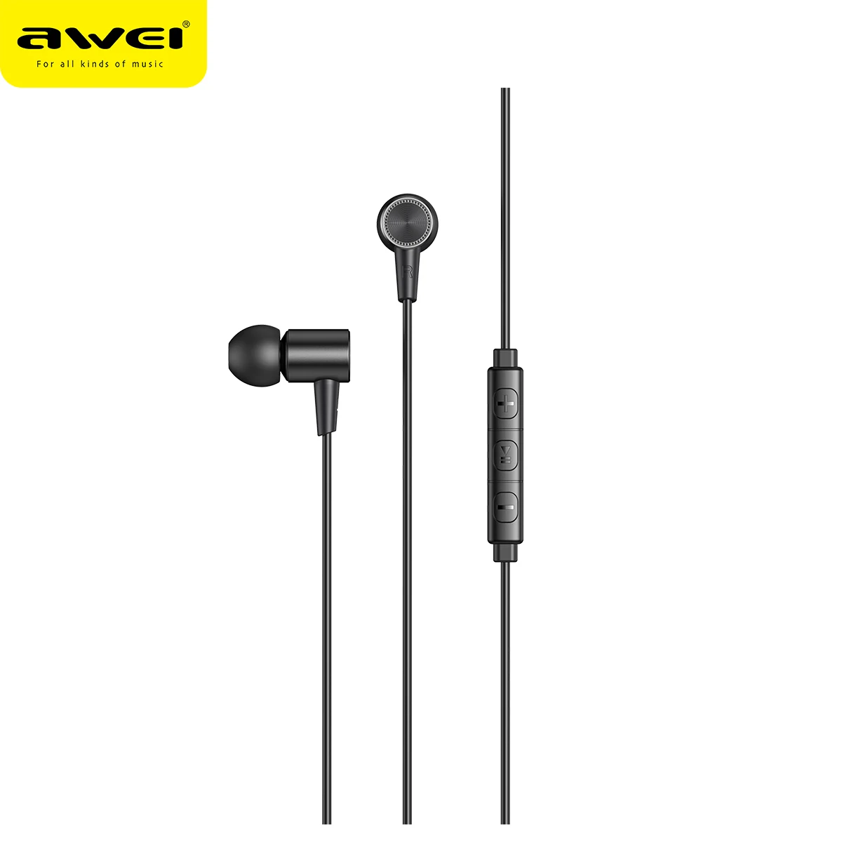 2020 new arrival AWEI L2 wired earphones headphone mobile earphone with mic