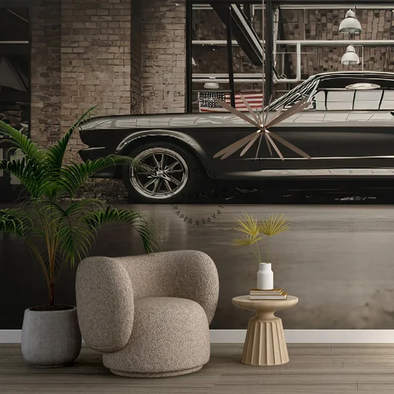 Mustang car custom printed wall paper self adhesive wallpaper decorative art