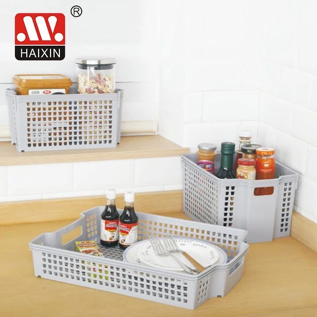 Haixing Hot selling Household Stackable drawer cutlery organizer Plastic rattan storage basket