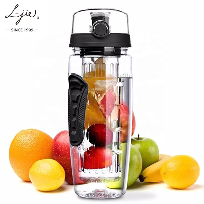 Fruit Infuser Water Bottle (32oz) Best BPA-Free Fruit Infusion Sports Bottle - Flip Top Lid w Drinking Spout, Leak Proof, Made o