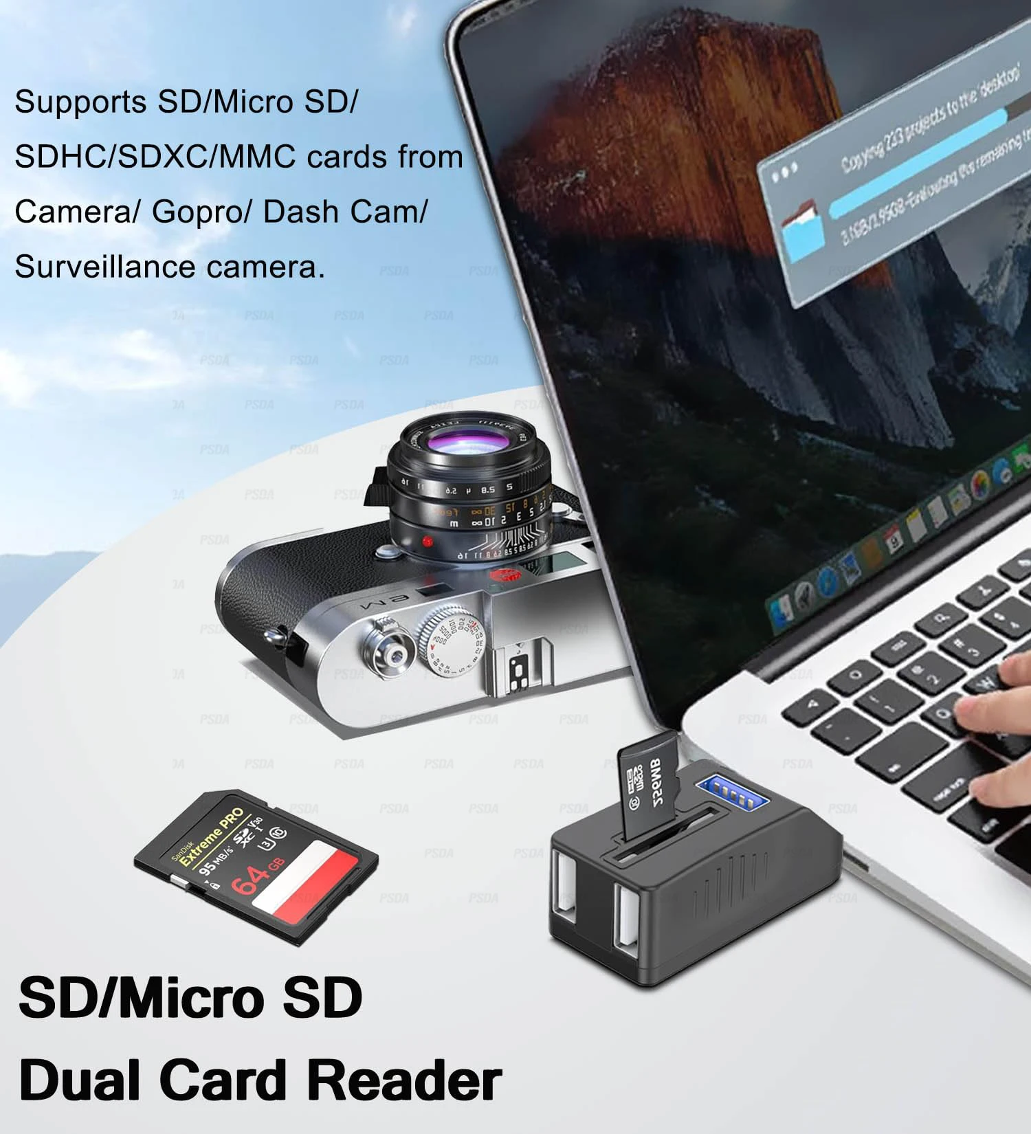 EONLINE OEM LOGO 6IN1  USB 3.0/2.0 Hub Card Reader USB Extender Adapter with Memory SD/TF CardReader Ports USB Splitter