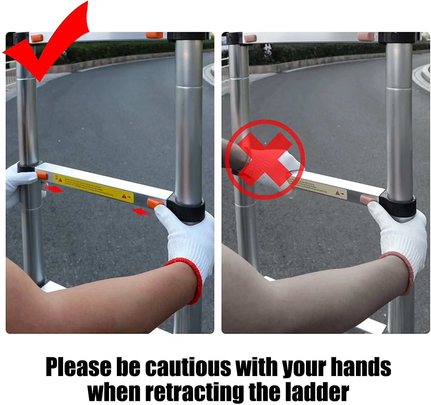 2.6M Telescopic Aluminium Manufacturer Foldable Extendable Ladder