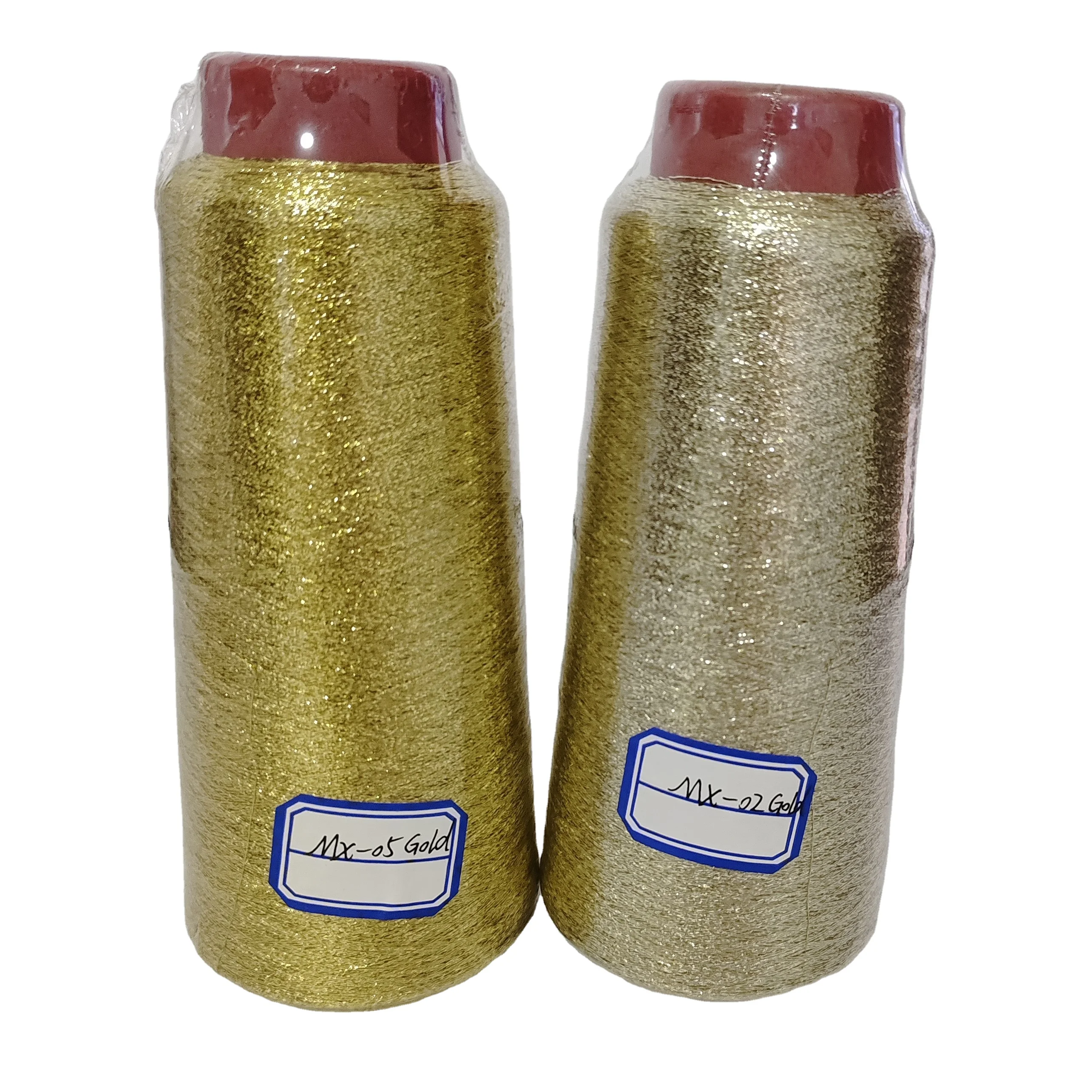 High Quality MX Type Metallic Yarn Manufacturer  Multi color Metal yarn Thread for Weaving 12mic 2*30D polyester