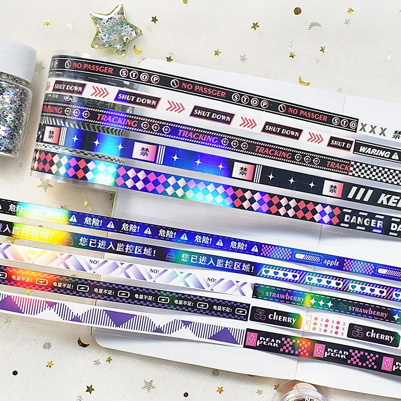 2 Designs 2m/roll Geometric PET Tape Geometric Abstract Watercolor Decorative Adhesive Tape Sticker For DIY Craft Journal