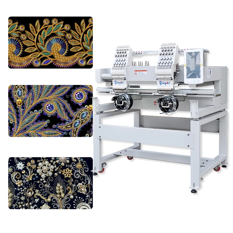 yinghe high quality multi-functional  of 2 heads 9 needles with cap/flat/garment automatic and computerized embroidery machine