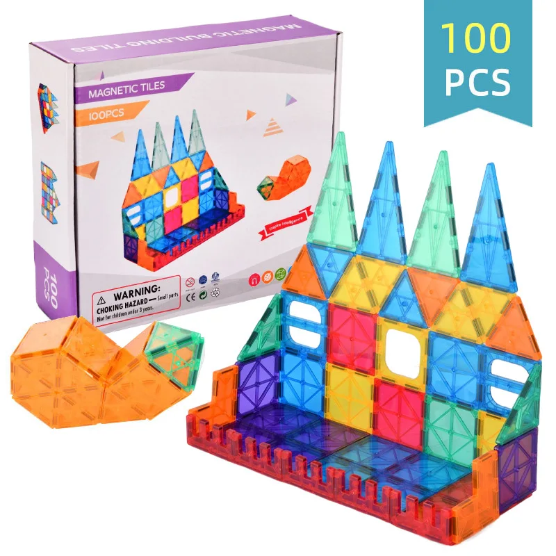 High Quality Factory Children Magnetic Tiles 3D Clear Blocks Construction Educational Magnet Building Block Tiles Toys For Kids