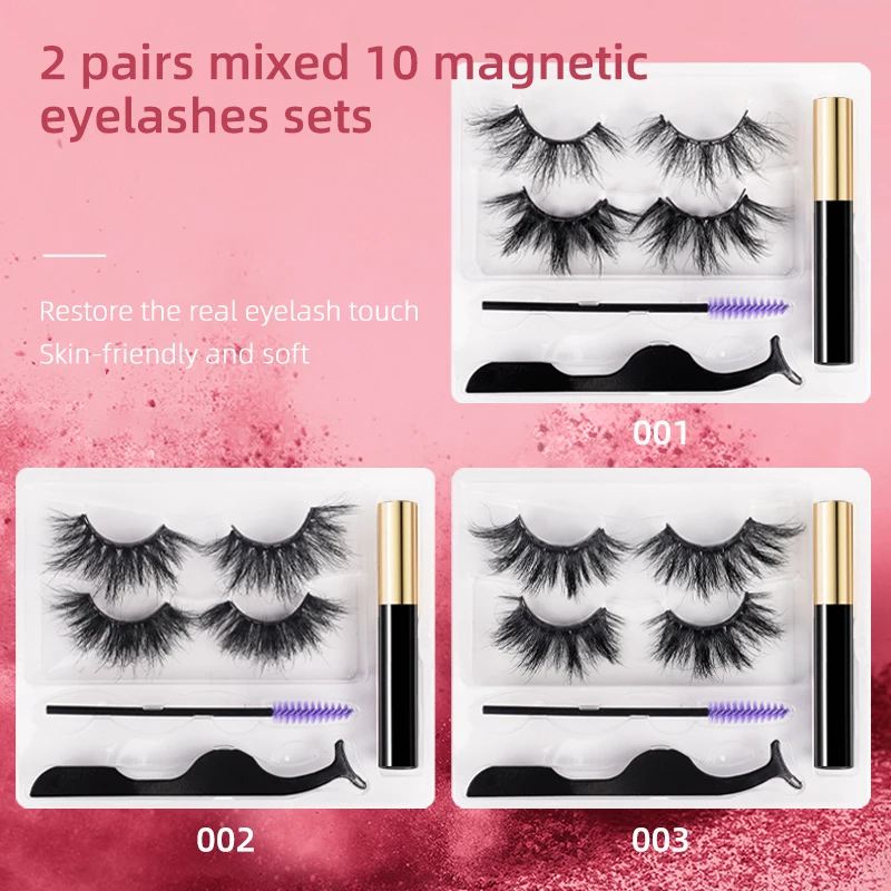 
2021 Newest 10 Magnets 2 Mix Styles Mink Magnetic Eyelashes 