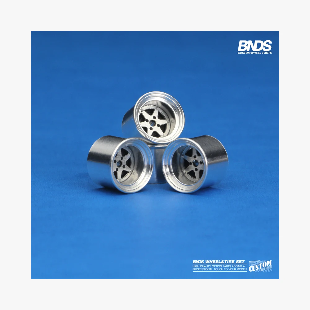 1/64 Alloy Wheels With Rubber Tires By BNDS Assembly Rims Modified Parts for Model Car Refitted VIP Style No.64053-64088