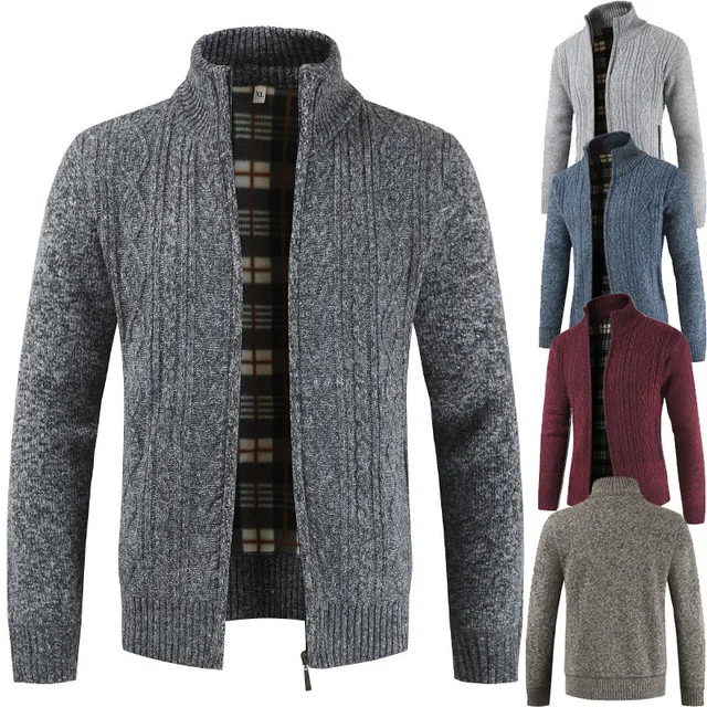 Men Winter Slim Fit Casual Warm Sweatshirt Jacket Sweater Overcoat