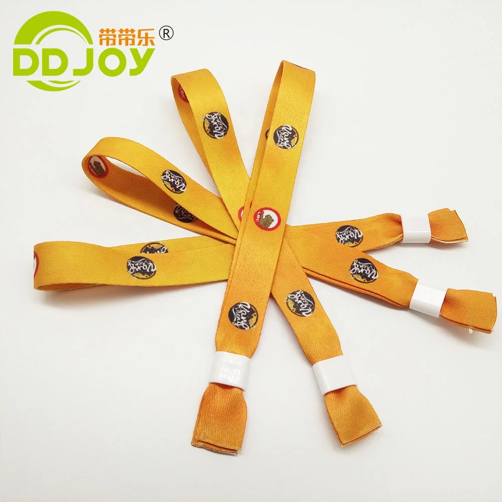 Party Custom Barrel Lock Wristbands Plain Fabric Festival Cloth Entrance Ticket Event Satin Wristband For Concert