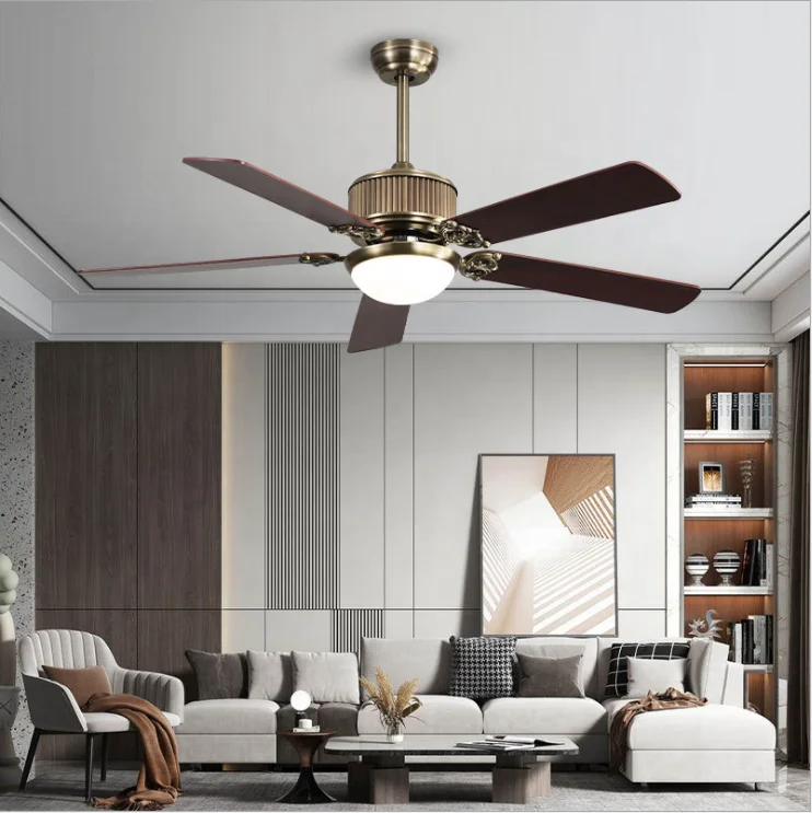 Modern Decorative Dc Motor Wood 5 blades Led Ceiling Fan Control By Wall Switch 42 Inch Led Ceiling Fan Light