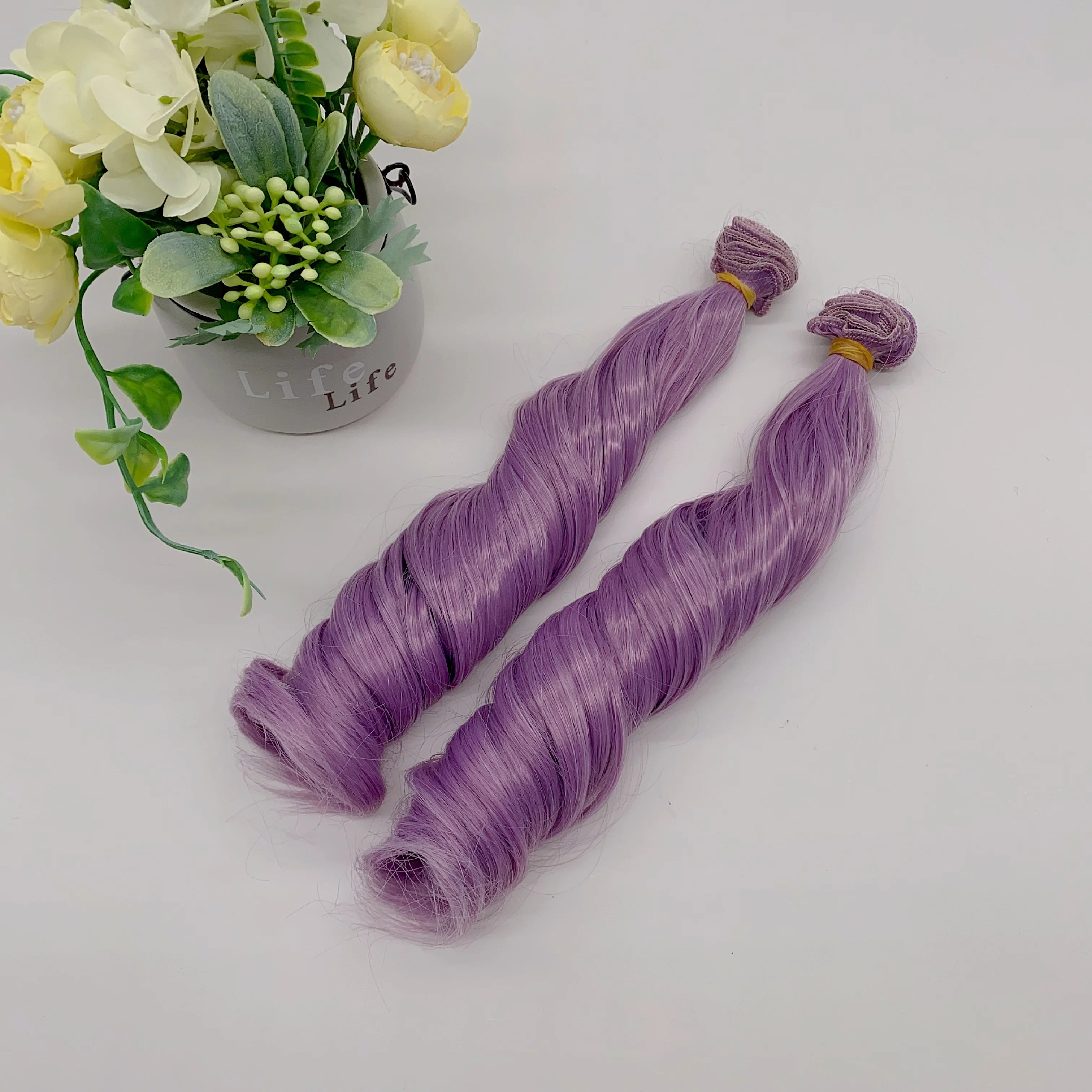 Soft Silky Fiber Silver Blue 30cm Roman Curly Doll Synthetic Hair Weft For DIY 1/3 Doll Hair Wig