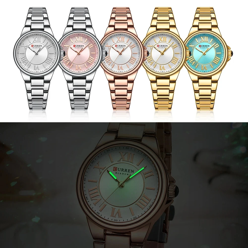 CURREN 9091 Women Quartz Watches Newest Arrival Design Lady Wristwatch For Female Luminous Hands Watch With Roman Numerals