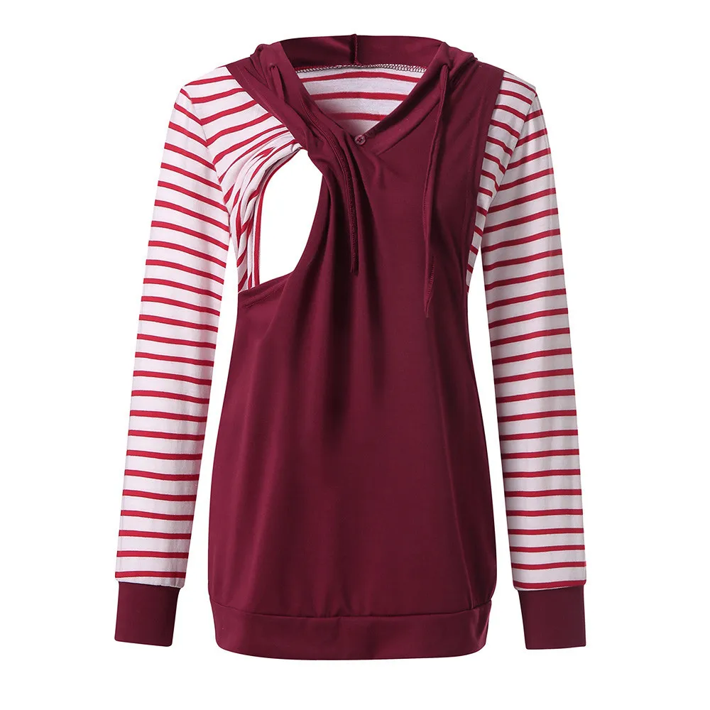 Модный Полосатый Свитер для беременных женщин топ для кормления грудью