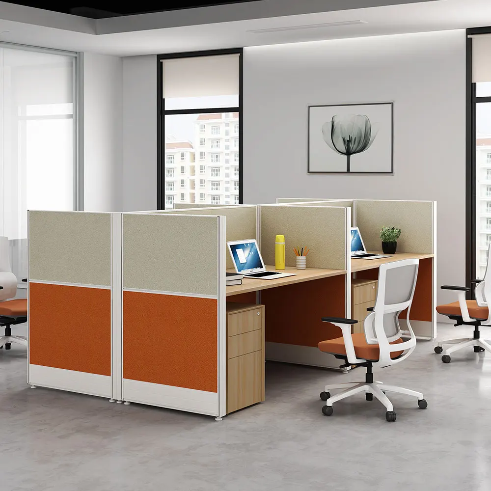Xinda Clover Linear modular office workstation desk office furniture for 4 people