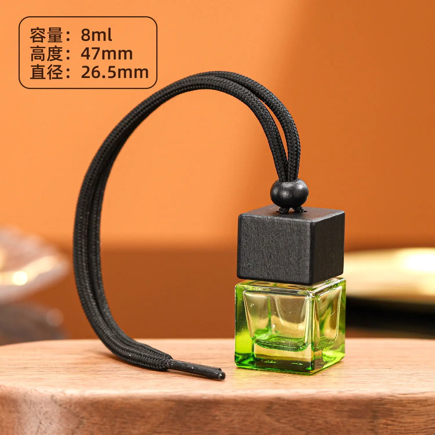 Empty 5ml 8ml 10ml 15ml Black wooden cap glass car air freshener hanging perfume bottle fragrance diffuser