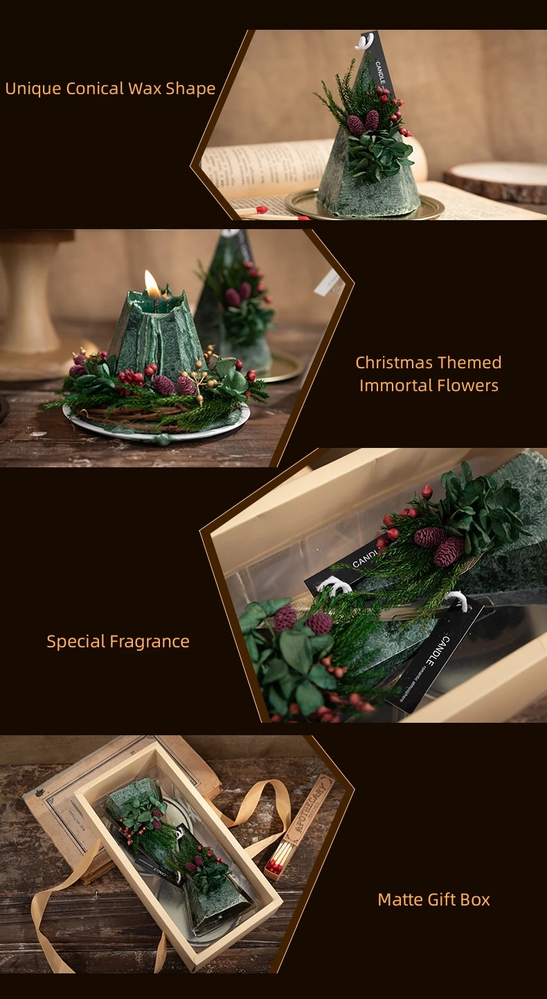 Hot selling Factory Custom INS Christmas Tree Shaped aromatherapy Soy Wax Scented Art Candles For Christmas gifts