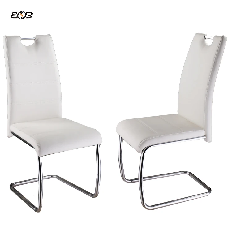 China Factory Supply Good Quality No Folded PU Dining Chair With Steel Tube Chromed Legs In Cheap Price