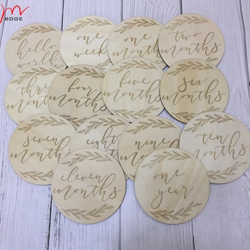 set of 14pcs new Moms to be wooden name blocks Wood Milestone Markers Photo Props