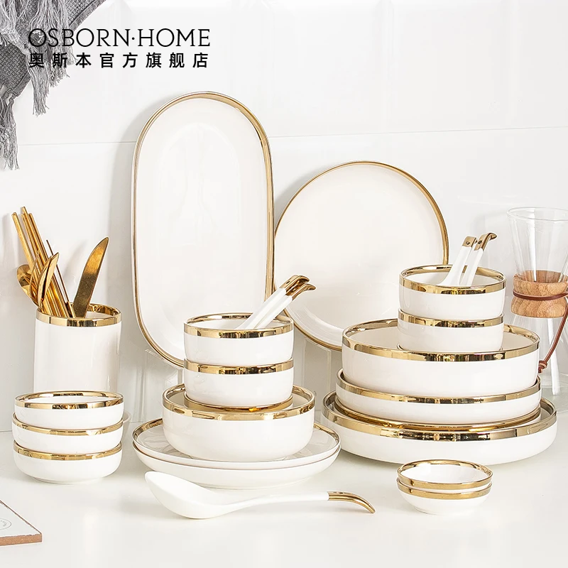 OSBORN Wholesales middle east ceramic tableware set for knife and fork dinner sets with case